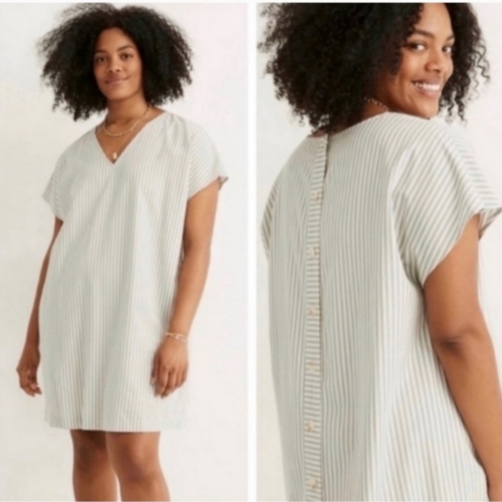 Madewell Striped Easy Button Back Pullover Shift … - image 1